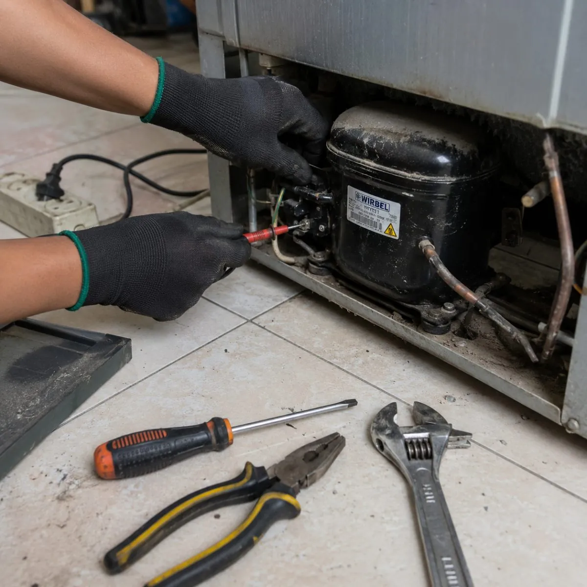 Pengecekan kompresor & wiring belakang kulkas